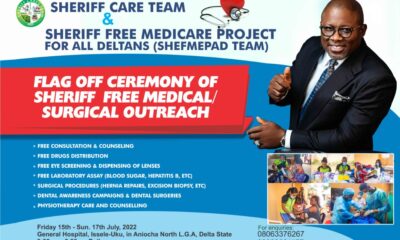Doctors For Sheriff To Hold 3-Day Medical Mission In Aniocha North