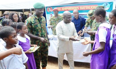 Nigerian Army Day Celebration: 90 Amphibious Battalion Distributes Educational Materials To Primary Schools in Delta