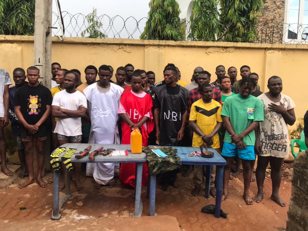 Ibusa: Police Foil Cult Initiation, Arrest 21 Suspected Cultists, Recover Guns