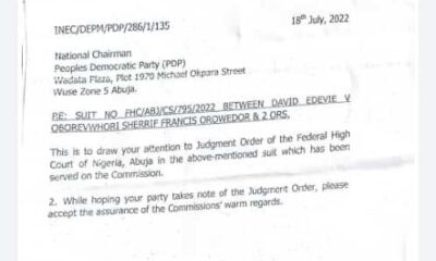 Delta 2023: INEC Writes PDP, Acknowledges Edevbie As Guber Candidate