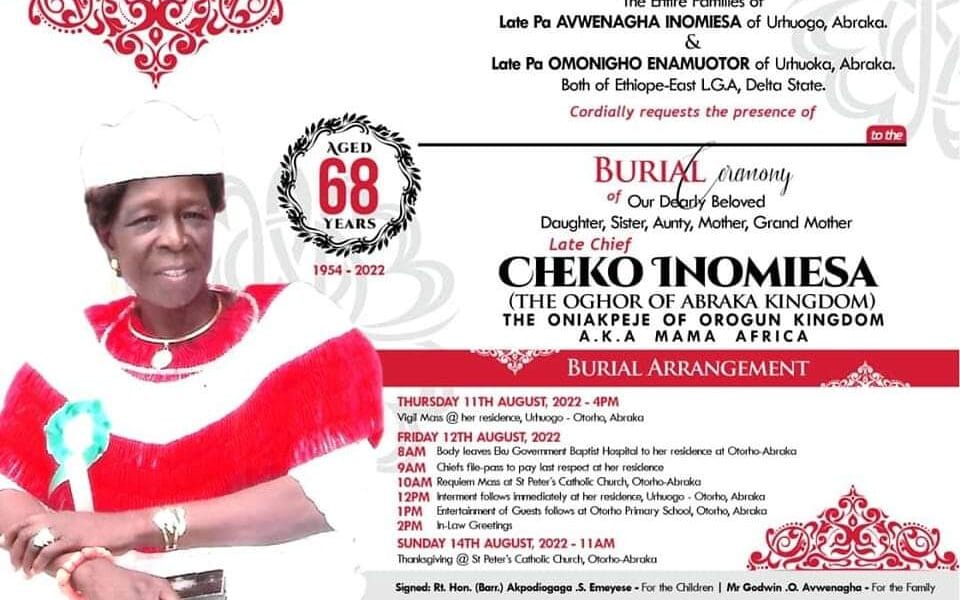 PDP Chieftain, Cheko Inomiesa For Burial Friday