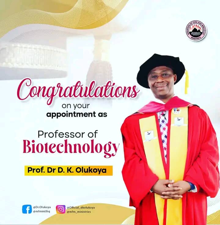 Dr D.K. Olukoya Appointed As Professor Of Biotechnology