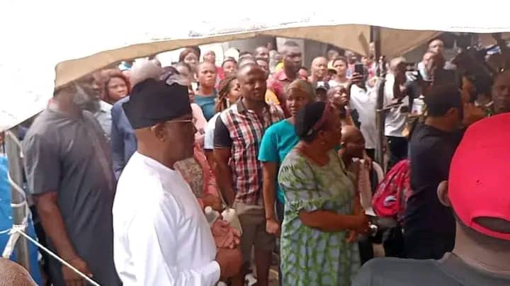 JUST IN: Gov. Wike Leaves Polling Units Angrily As BVAS Fails To Accredit Him, Wife