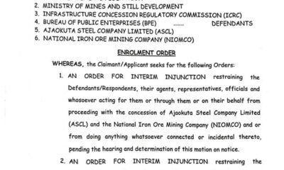 Court Bars FG From Proceeding With Concession Of Ajaokuta Steel, Itakpe Iron Ore Mining Companies