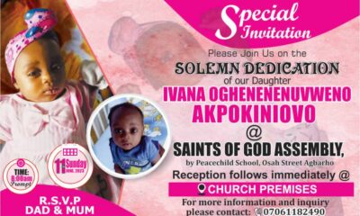 Cleric, Akpokiniovo Takes Baby For Church Dedication June 11