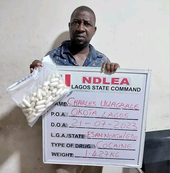 NDLEA Arrests Drug Lord While Giving Mule 93 Cocaine Wraps To Swallow In Lagos Hotel