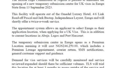 UK's Establishment Of Visa Office In Enugu Excites Ohanaeze Ndigbo