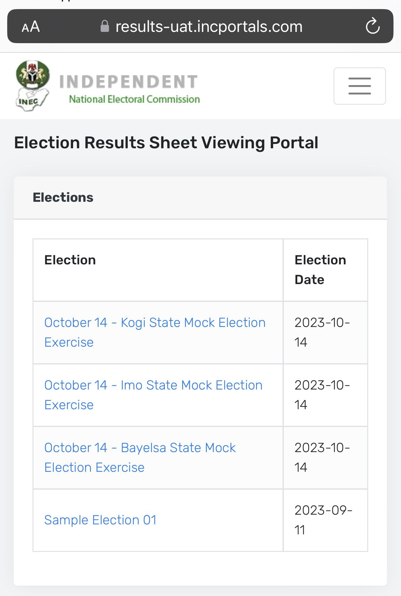 INEC Uploads Oct 14 Mock Accreditation Results To IReV