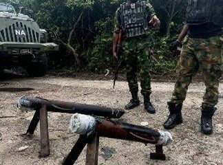Nigerian Army Capture Artillery Projectile Launchers From IPOB/ESN Camp In Anambra, Sack Oil Thieves' Hideouts In Imo
