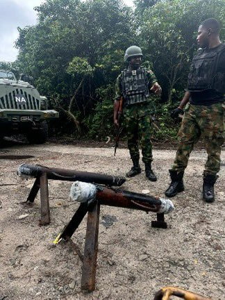 Nigerian Army Capture Artillery Projectile Launchers From IPOB/ESN Camp In Anambra, Sack Oil Thieves' Hideouts In Imo