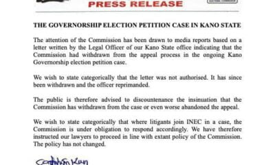 INEC Makes U-turn, Says Commission Will Appeal Tribunal Judgement On Kano Gov'ship Election