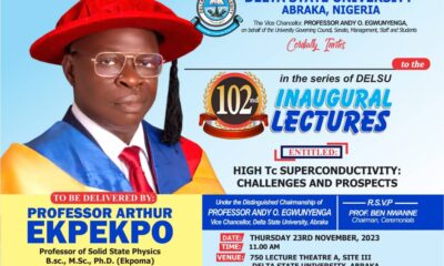 Arthur Ekpekpo To Deliver DELSU’s 102nd Inaugural Lecture November 23