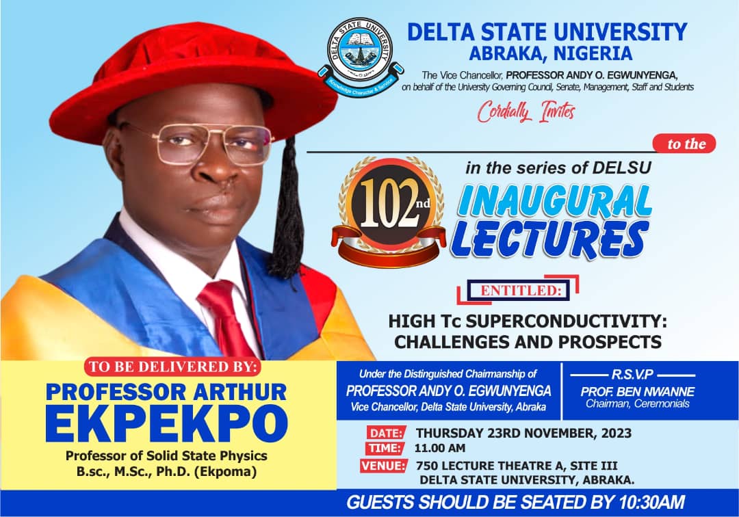 Arthur Ekpekpo To Deliver DELSU’s 102nd Inaugural Lecture November 23