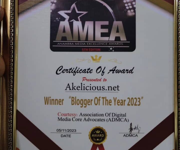 Anambra: Akelicious Wins 'Blogger Of The Year Award'