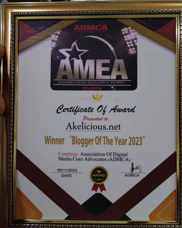 Anambra: Akelicious Wins 'Blogger Of The Year Award'