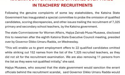 Katsina Govt Sanctions Officials Over 'Fraud' In Teachers' Recruitments