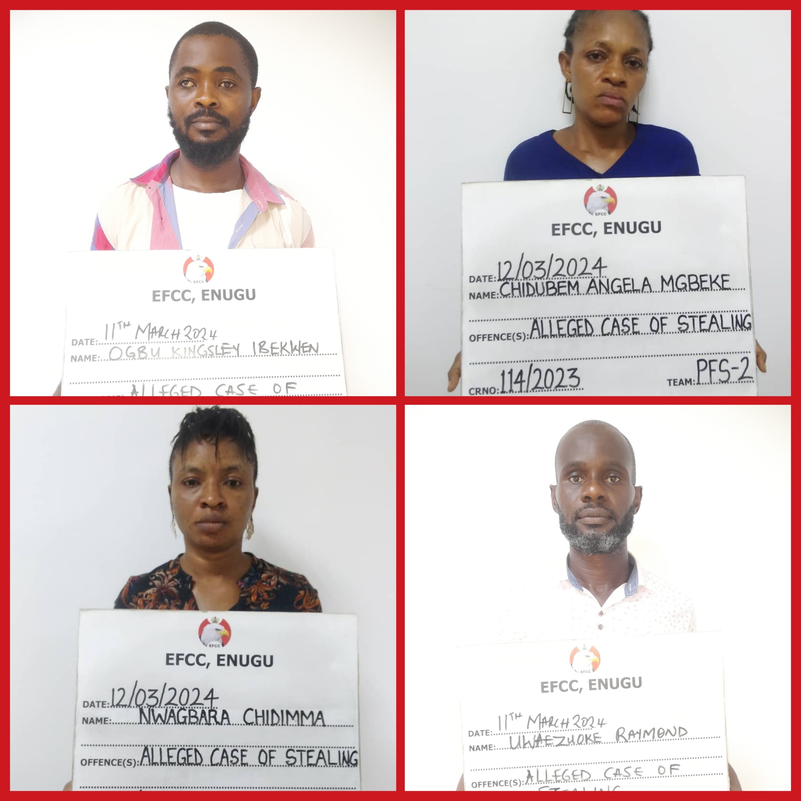 EFCC Arraigns Three former Bankers, One Other For N15.9M Fraud In Enugu