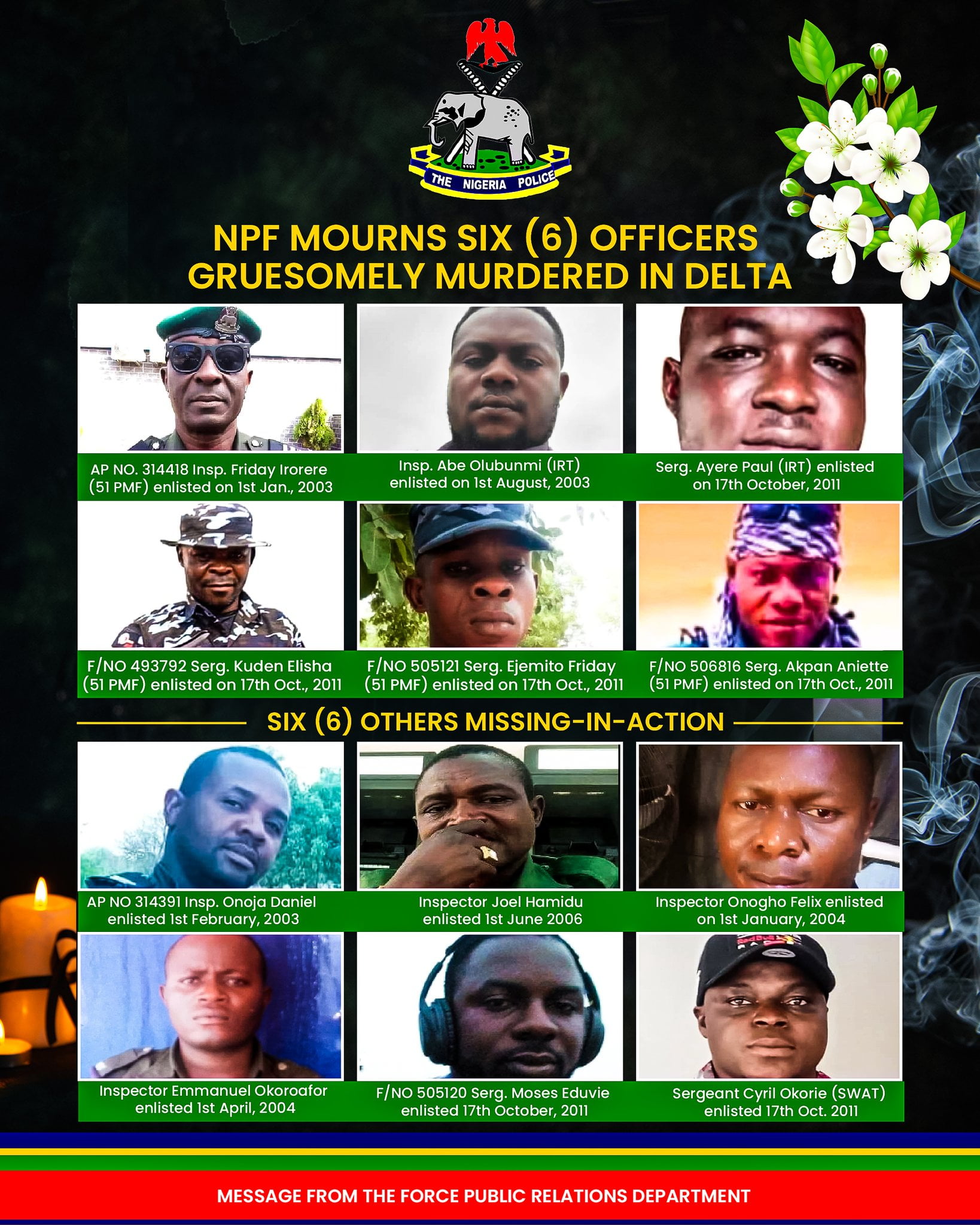 Police Set To Honour Slain Officers Gruesomely Murdered In Delta