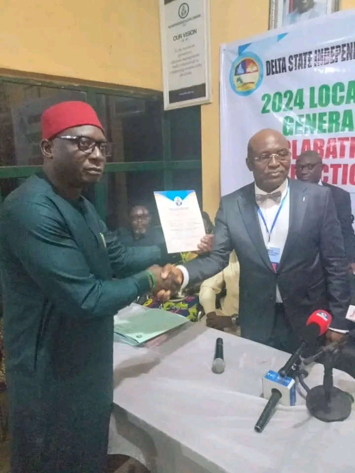 Ogedegbe Receives Certificate Of Return As Ethiope East Local Government Council Chairman-Elect