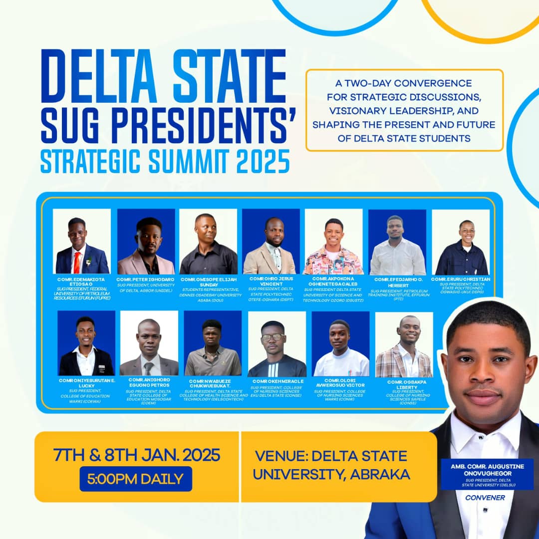 SUG Presidents In Delta Set To Strom DELSU For ‘Strategic Summit’ January 7-8