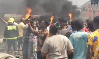 BREAKING: Many Dead As Fuel Tanker Reportedly Suffers Brake Failure, Goes Into Flames In Agbor