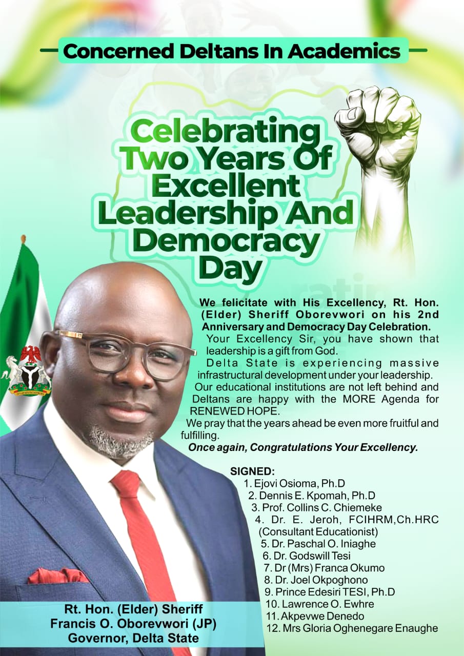 Group, Concerned Deltans In Academics, Celebrates Gov. Oborevwori's Two Years Of Excellent Leadership