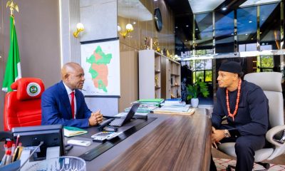 Governor Mbah Receives Super Eagles Goalkeeper Maduka Okoye, Appoints Him Enugu State Ambassador