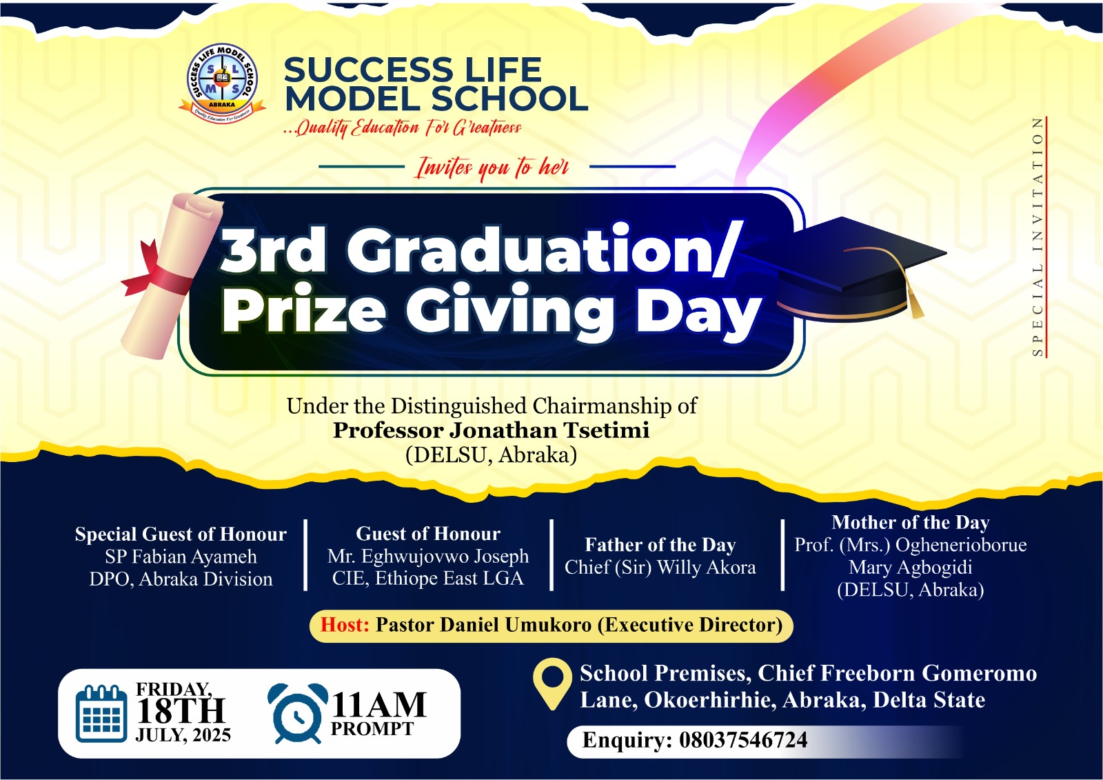 Tsetimi, Akora, Agbogidi, Fabian, Others To Grace 3rd Graduation/Prize Giving Day Event Of Success Life Model School