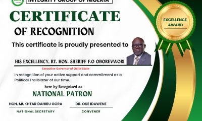 Integrity Group Of Nigeria Honours Governors, National Leaders As Patrons, Reaffirms Support For Tinubu’s Renewed Hope Agenda