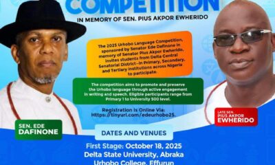 Senator Dafinone To Sponsor 2025 Urhobo Language Competition In Honour Of Late Senator Pius Ewherido
