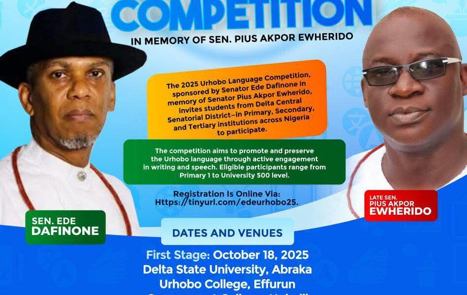 Senator Dafinone To Sponsor 2025 Urhobo Language Competition In Honour Of Late Senator Pius Ewherido