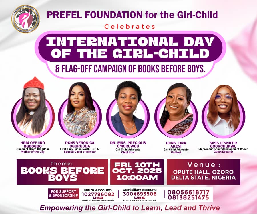 PREFEL Foundation For The Girl-Child Pays Courtesy Visit To Isoko North Chairman Ahead Of “Books Before Boys” Campaign
