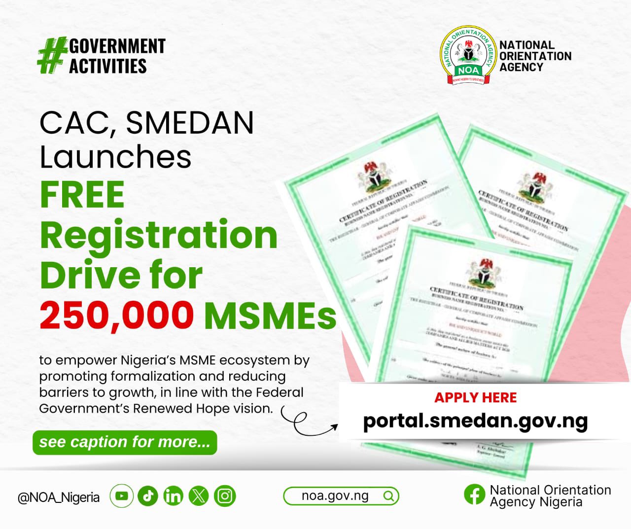 CAC, SMEDAN Launch Free Registration Drive For 250,000 MSMEs