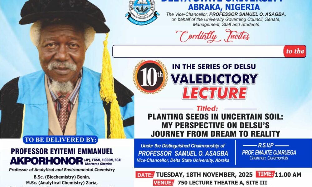 DELSU: Professor Akporhonor To Deliver 10th Valedictory Lecture