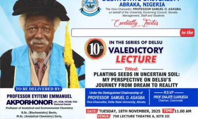 DELSU: Professor Akporhonor To Deliver 10th Valedictory Lecture
