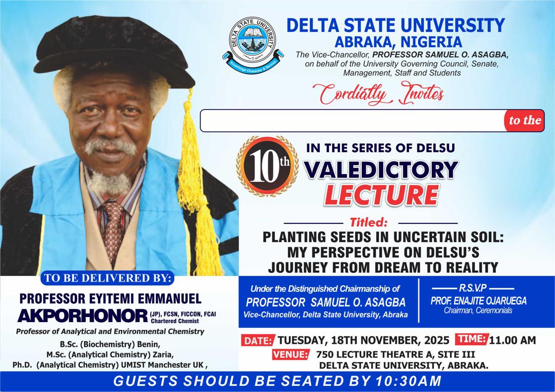 DELSU: Professor Akporhonor To Deliver 10th Valedictory Lecture