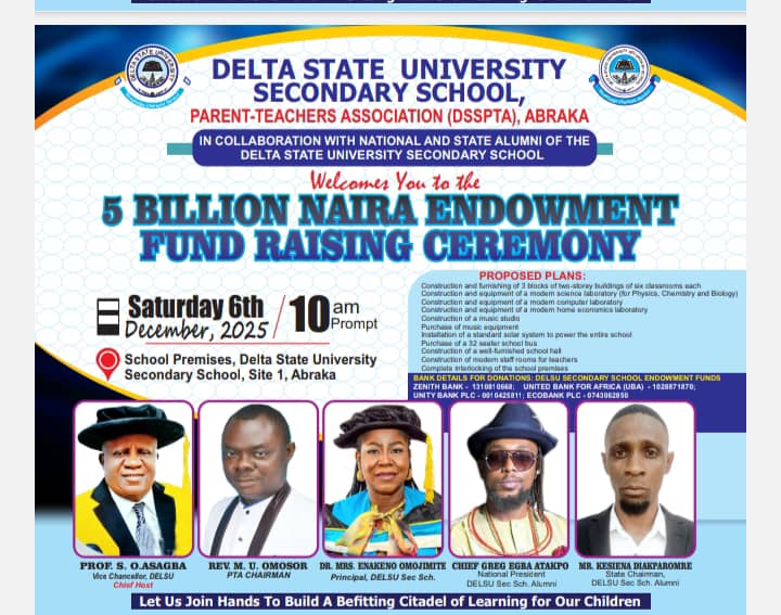 DELSU Secondary School To Hold Endowment Fundraising Ceremony Saturday