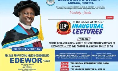 Professor Nelson Edewor To Deliver DELSU 119th Inaugural Lecture February 5