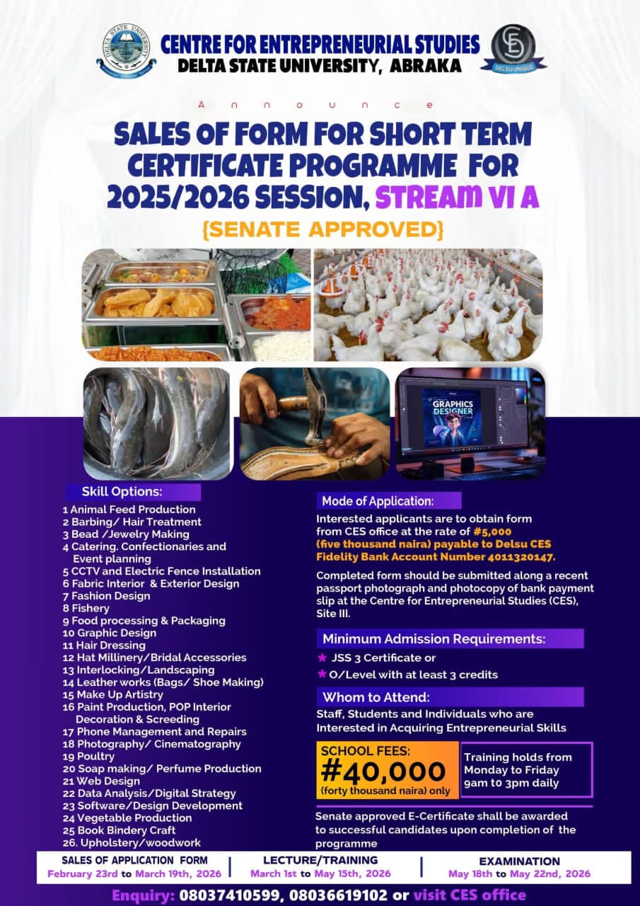 DELSU Ahead As FG Unveils Compulsory Entrepreneurship Programme In 14 Varsities