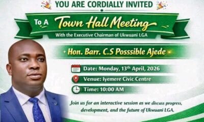 Ukwuani LGA Chairman To Hold Town Hall Meeting With Key Stakeholders Monday