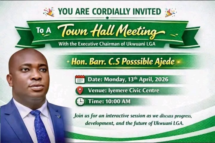 Ukwuani LGA Chairman To Hold Town Hall Meeting With Key Stakeholders Monday