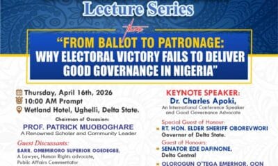 Advocate Publication To Host 3rd Lecture Series On Governance Challenges In Nigeria Thursday