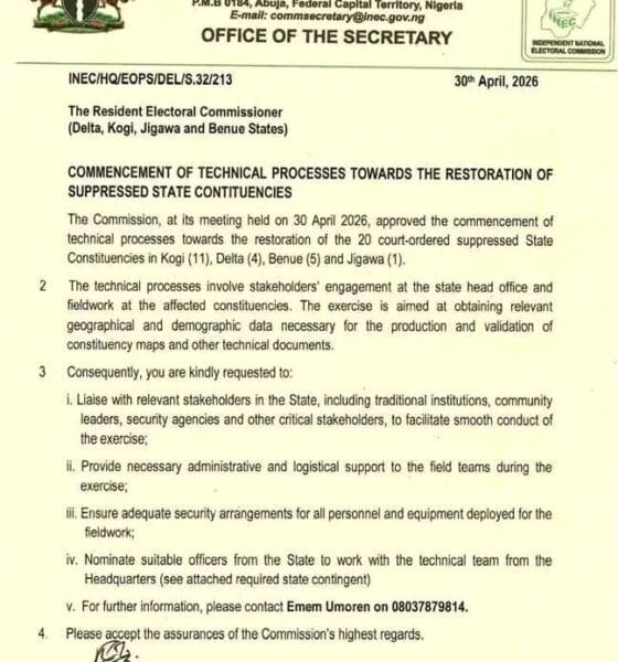INEC Begins Process To Restore 20 Suppressed Constituencies, Unveils Timeline, Fieldwork Plan