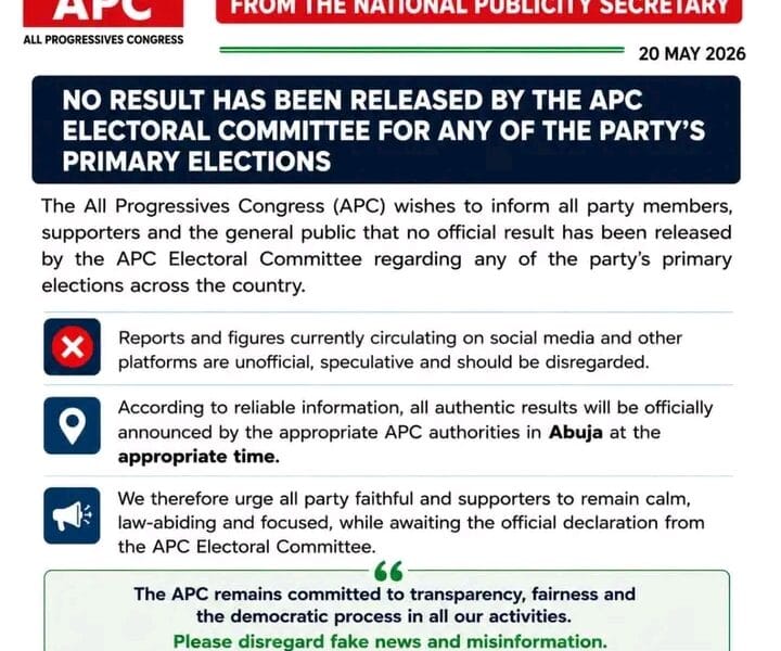 APC Disowns Viral Primary Results, Tells Members To Await Abuja Announcement