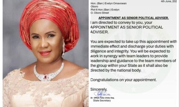 Integrity Group Appoints Evelyn Oboro As Senior Political Adviser In Delta