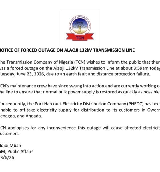 Power Supply Interrupted In Owerri, Yenagoa, Ahoada As TCN Battles Transmission Fault