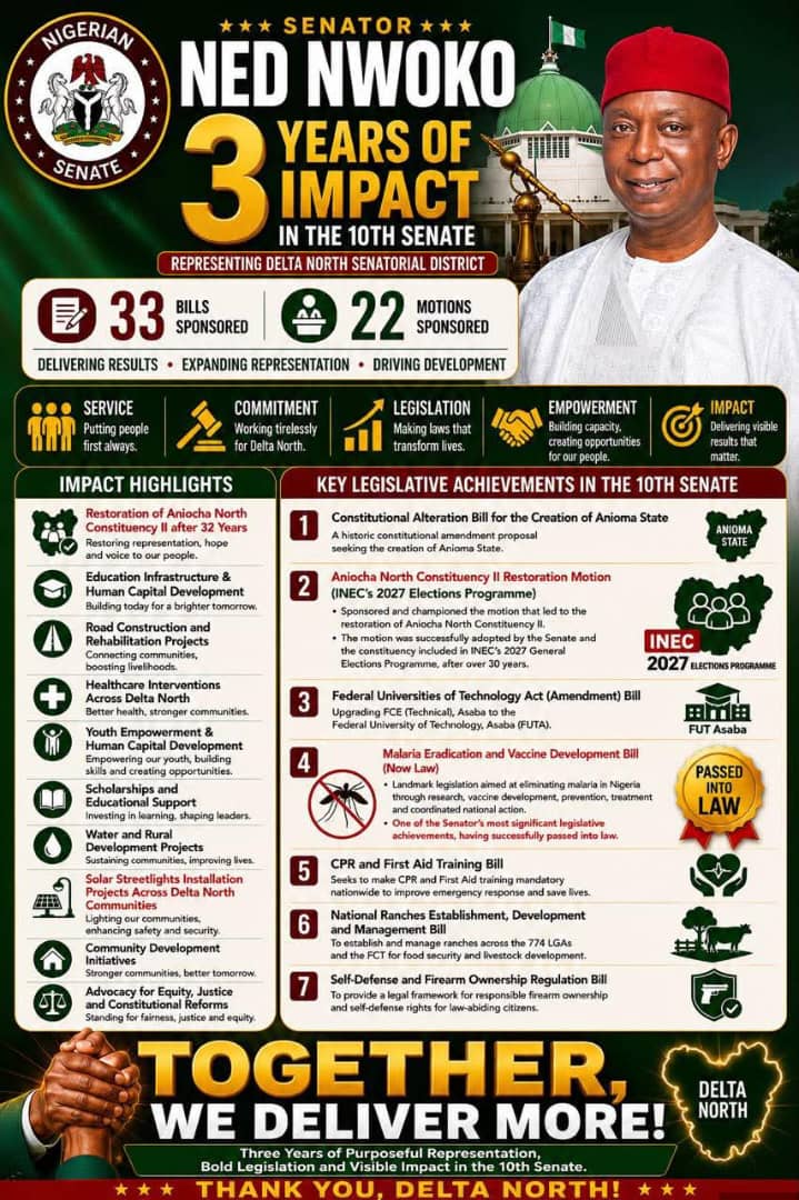 Ned Nwoko Marks Three Years In Senate, Highlights 33 Bills, Constituency Projects