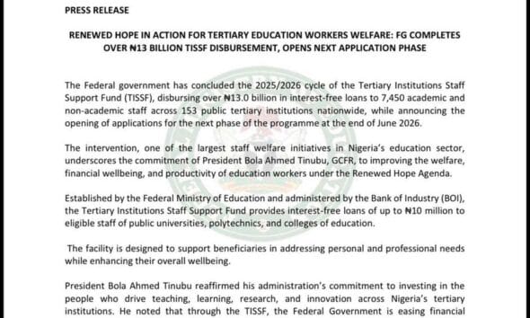 FG Disburses N13Bn Interest-Free Loans To 7,450 Tertiary Workers, Opens New Application
