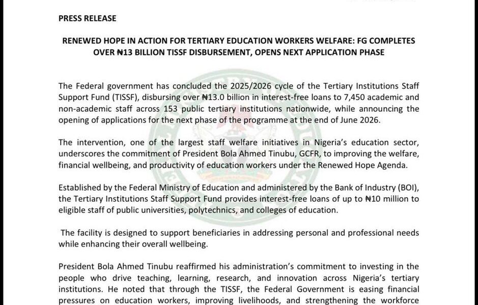 FG Disburses N13Bn Interest-Free Loans To 7,450 Tertiary Workers, Opens New Application