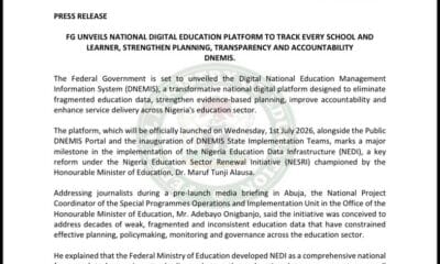 FG Launches Digital Platform To Track Every School, Learner